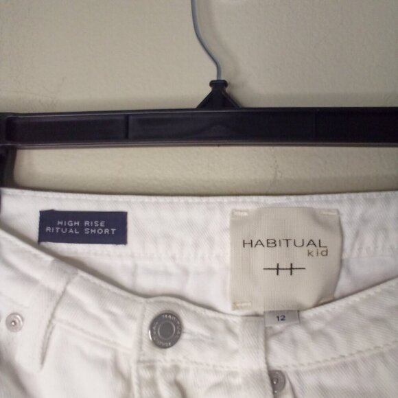 Habitual Kid Shorts Girls 12 High Rise Ritual Short Raw Hem Denim White - Picture 9 of 13